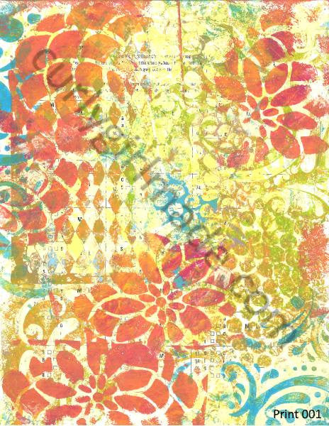 Boho Background 001 - Journal page, mixed media, instant download